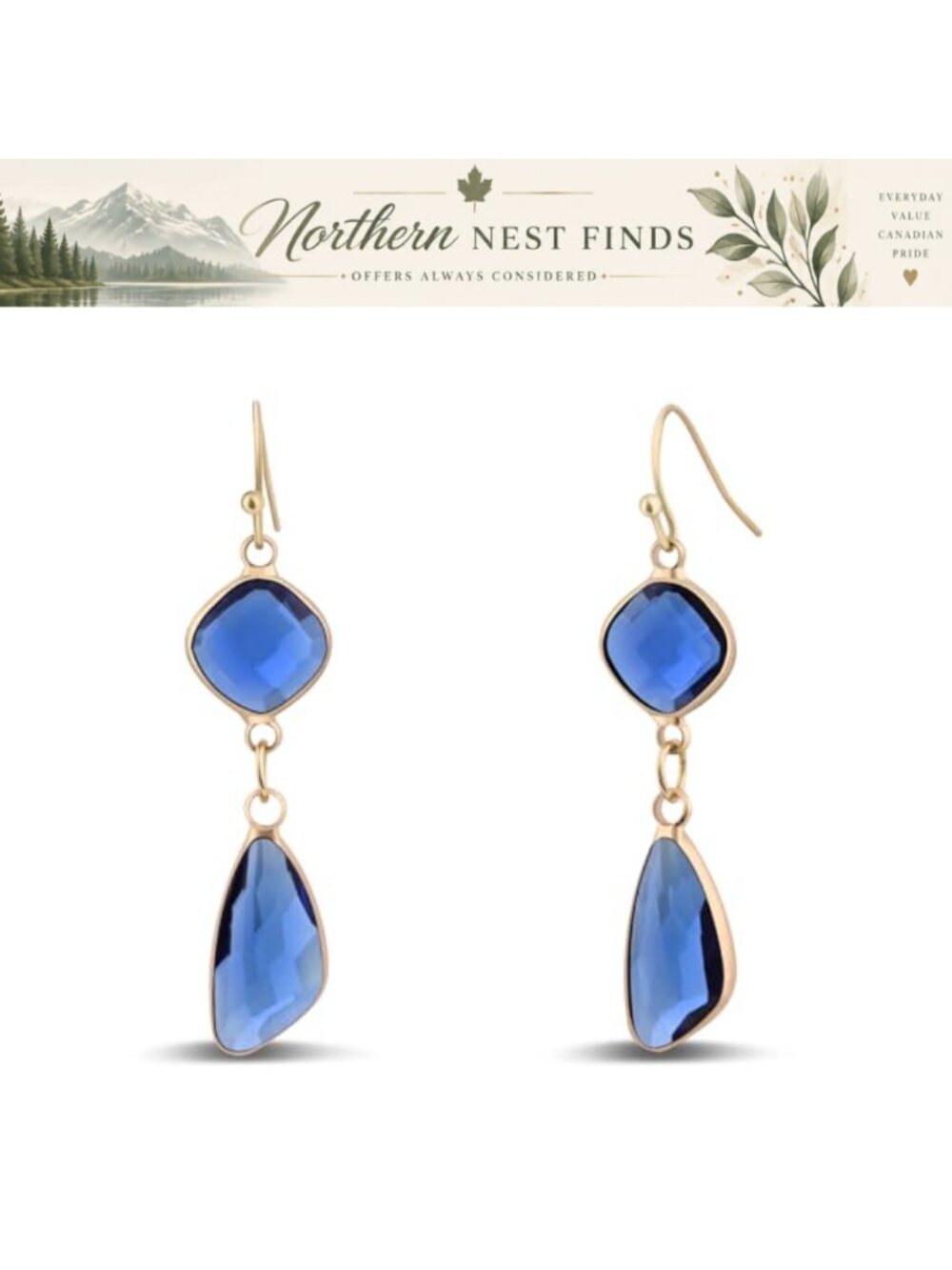 Crystal Drop Earrings for Women 14K Gold Plated Birthstone Dangle
